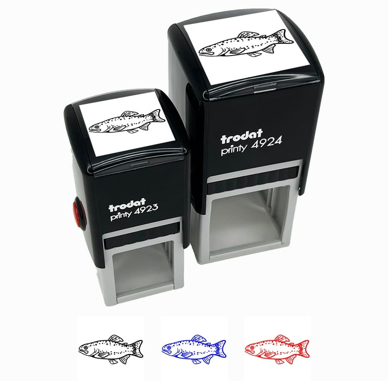Rainbow Trout Fish with Spots Fishing Self-Inking Rubber Stamp Ink