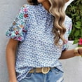 thumbnail image 2 of Blouses pour Femmes, Mode Décontractée Imprimée Col Montant Manches Courtes Blouse, 2 of 5