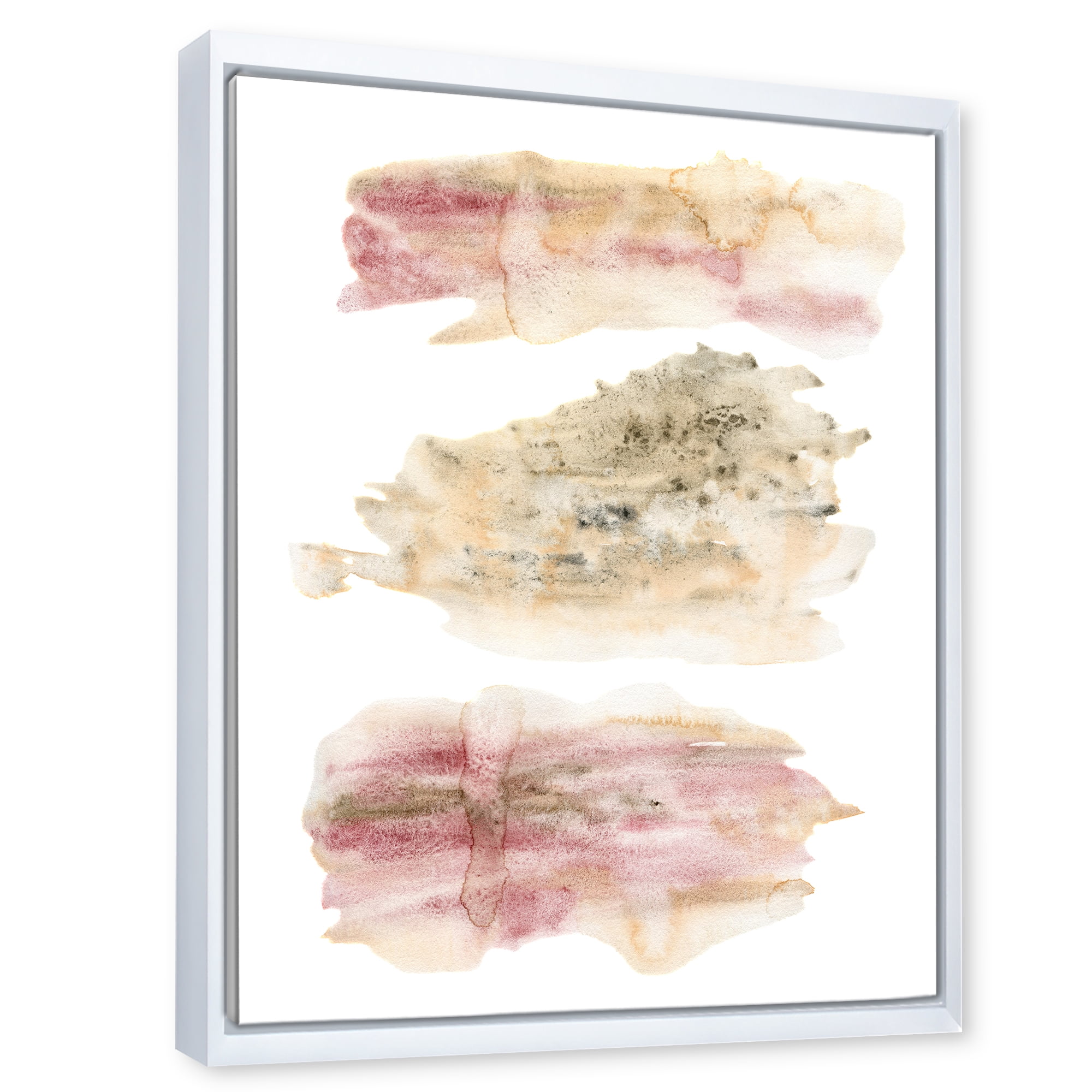 Pink and Golden Abstract Clouds 16 in x 32 in Framed Painting Canvas Art Print, by Designart