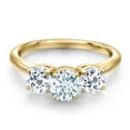 thumbnail image 3 of Gem Stone King 18K Yellow Gold Plated Silver Sky Blue Aquamarine and White Topaz Engagement Ring for Women | 1.95 Cttw | Round 6MM | Gemstone March Birthstone | Size 5, 3 of 6