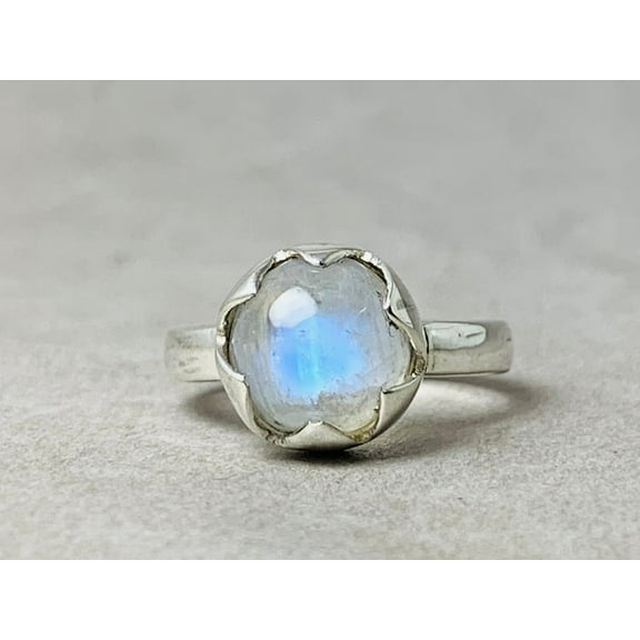 Heaven Crafts Rainbow Moonstone Ring 925 Solid Sterling Silver Handmade Bohemian Jewelry Gift For Her