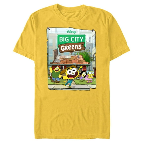 Disney Big City Greens Poster Cricket and Family - Short Sleeve Blended T-Shirt for Adults -Customized-Yellow