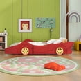thumbnail image 2 of Full Size Race Car-Shaped Platform Bed with Wheels,Red, 2 of 12