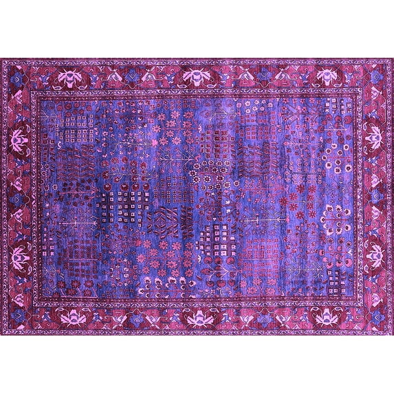 Ahgly Company Indoor Rectangle Oriental Purple Traditional Area Rugs, 8' x 10'