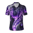 thumbnail image 2 of Daiia Purple Pattern White Tiger Pattern Men’s Polo Shirts,Solid Deck Shirt,Classic Fit, Breathable Cotton Polo for Casual and Sport Wear-Small, 2 of 7