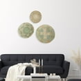thumbnail image 6 of 3pcs Hanging Woven Wall Basket Decor, Seagrass Baskets Wall Hanging Art Craft,- Round Wicker Tray, Flat Basket for Coffee Table, Fruit, Cup Coaster Green, 6 of 7