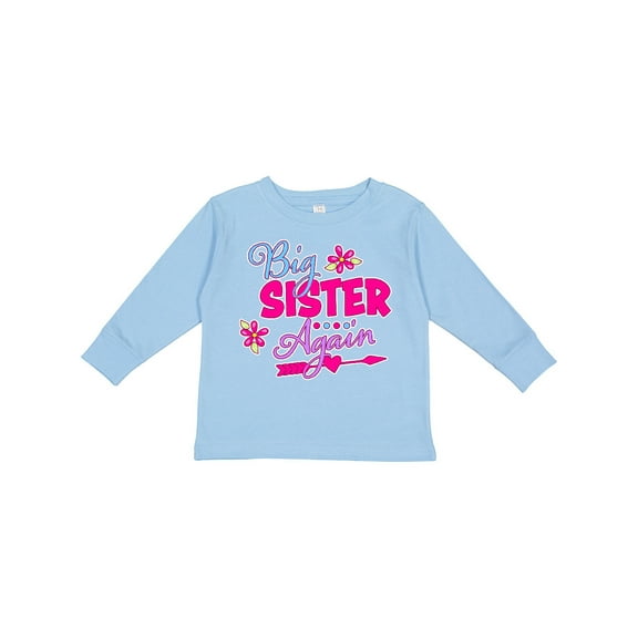 Inktastic Big Sister Again with Flowers and Arrow Girls Long Sleeve Toddler T-Shirt
