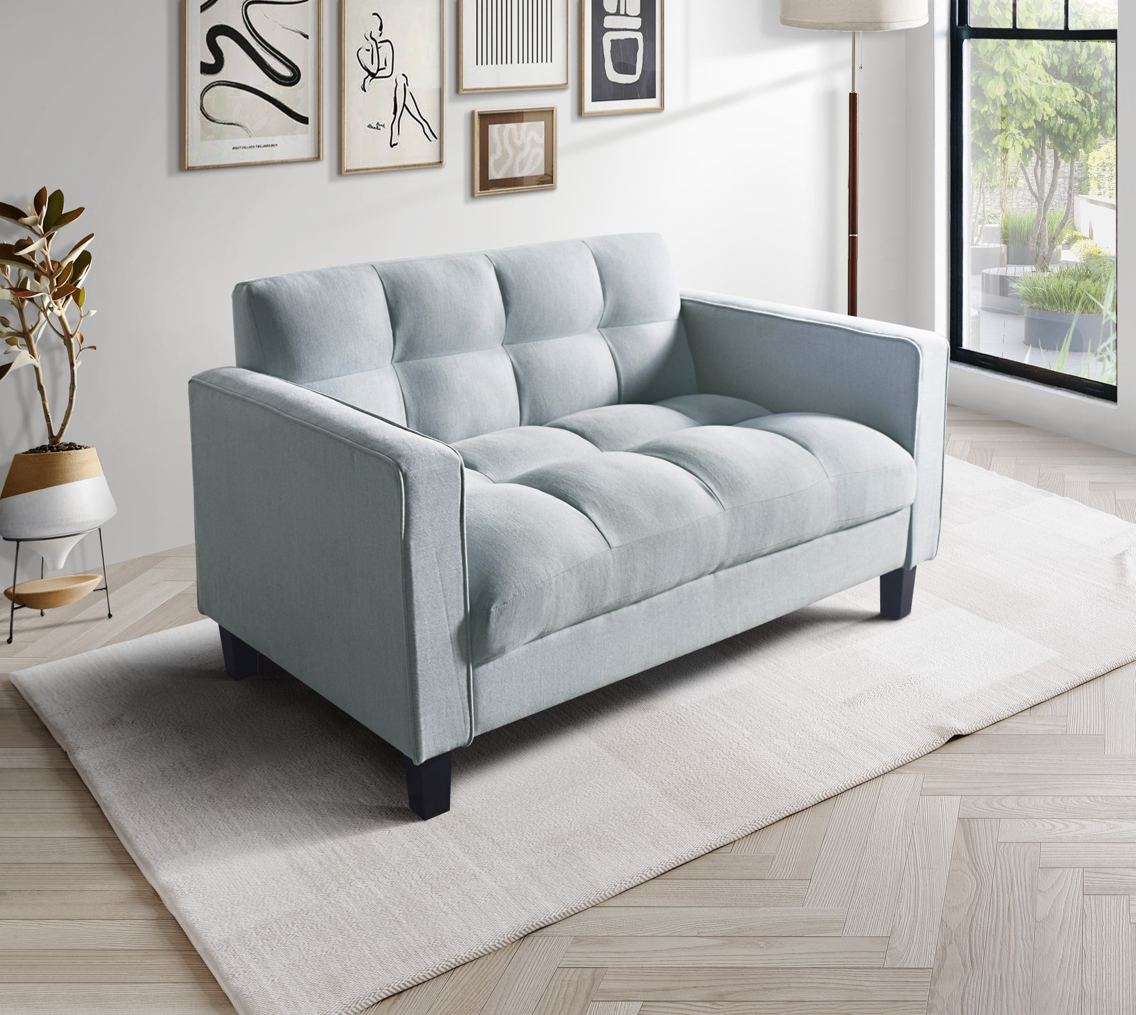 Home Design Vernal 2-Piece Upholstered Square Arm Living Room Furniture Set with Loveseat and Sofa, Delift