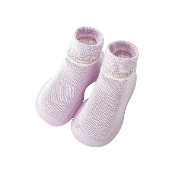 Woobling Unisex-Child Floor Slipper Knit Upper Socks Shoes Slip On Sock Slippers Lightweight First Walking Shoe Kids Cute High Top Purple 5.5C