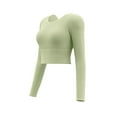 thumbnail image 1 of aidice Hauts de Yoga pour Femmes, Athlétiques, Col Rond, Manches Longues, Coupe Ajustée, Dos Nu, Courts, Hauts d'Entraînement, 1 of 5