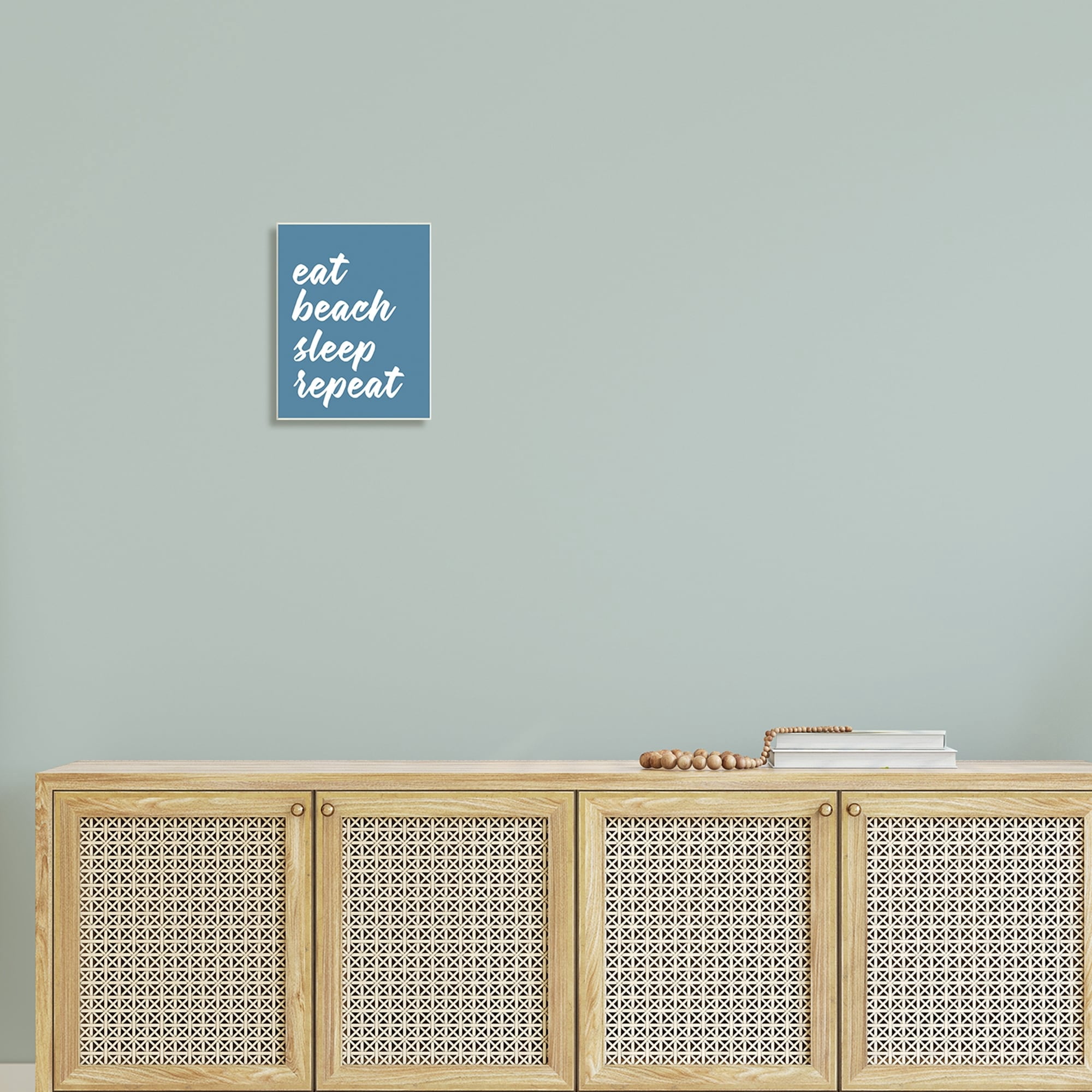 Stupell Industries Eat Beach Sleep Repeat Blue Script Phrase Graphic Art Unframed Art Print Wall Art, Design by Lettered and Lined