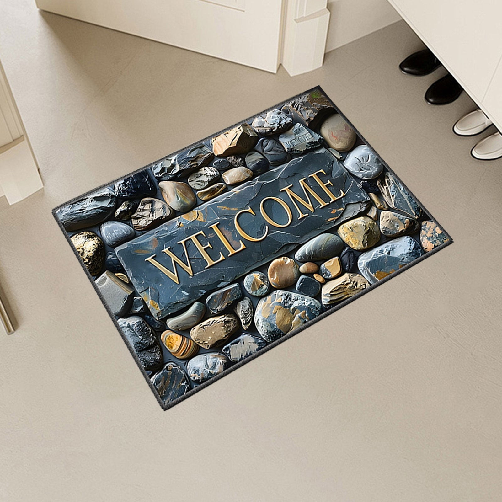 Rectangle Entrance Door Mat, Entry Way Doormat Front Door Rugs Outdoors Heavy Duty Welcome Mat, Non Slip Low Profile for Garage (Large)