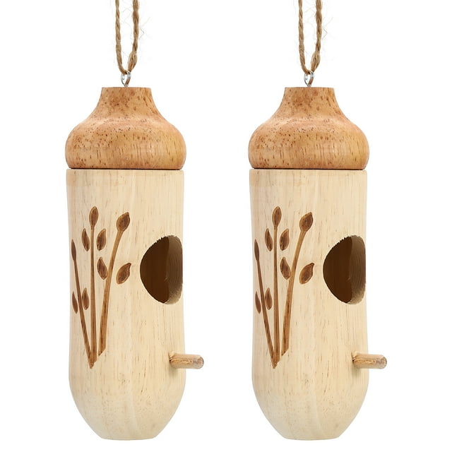 Casa de colibrí Uxcell, 2 paquetes de casas para colibríes, nido de colibrí de madera para colgar afuera, estilo 4