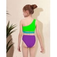 thumbnail image 5 of Girls Swimsuit Two Piece One Shoulder Cutout Bikini Summer Beach Sport Bathing Suits for9-10T, 5 of 11