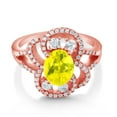thumbnail image 2 of Gem Stone King 18K Rose Gold Plated Silver Statement Ring Set with Oval Canary Mystic Topaz (2.82 cttw) (Size 6), 2 of 3
