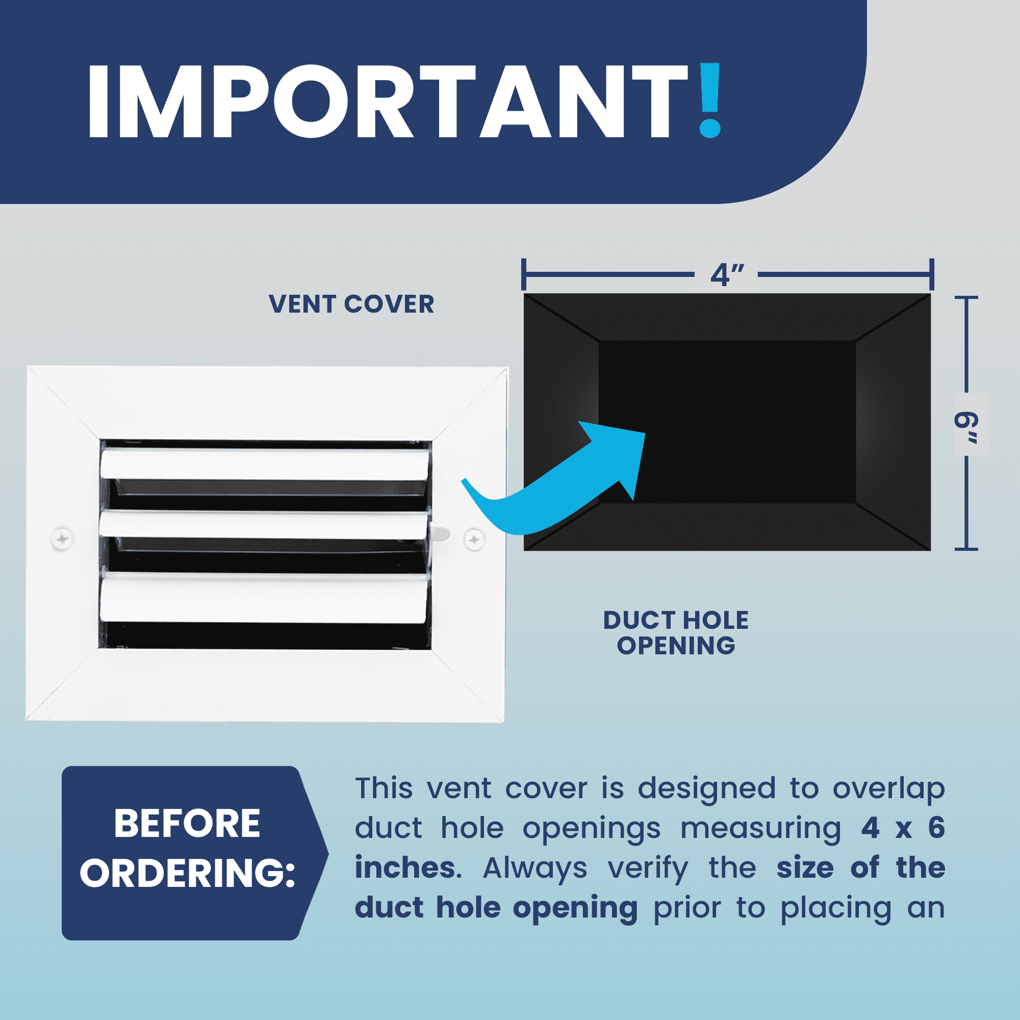 ACLAMINAIRE 1-Way Vent Cover Aluminum Curved Blade Adjustable for 4" x 6" Ducting
