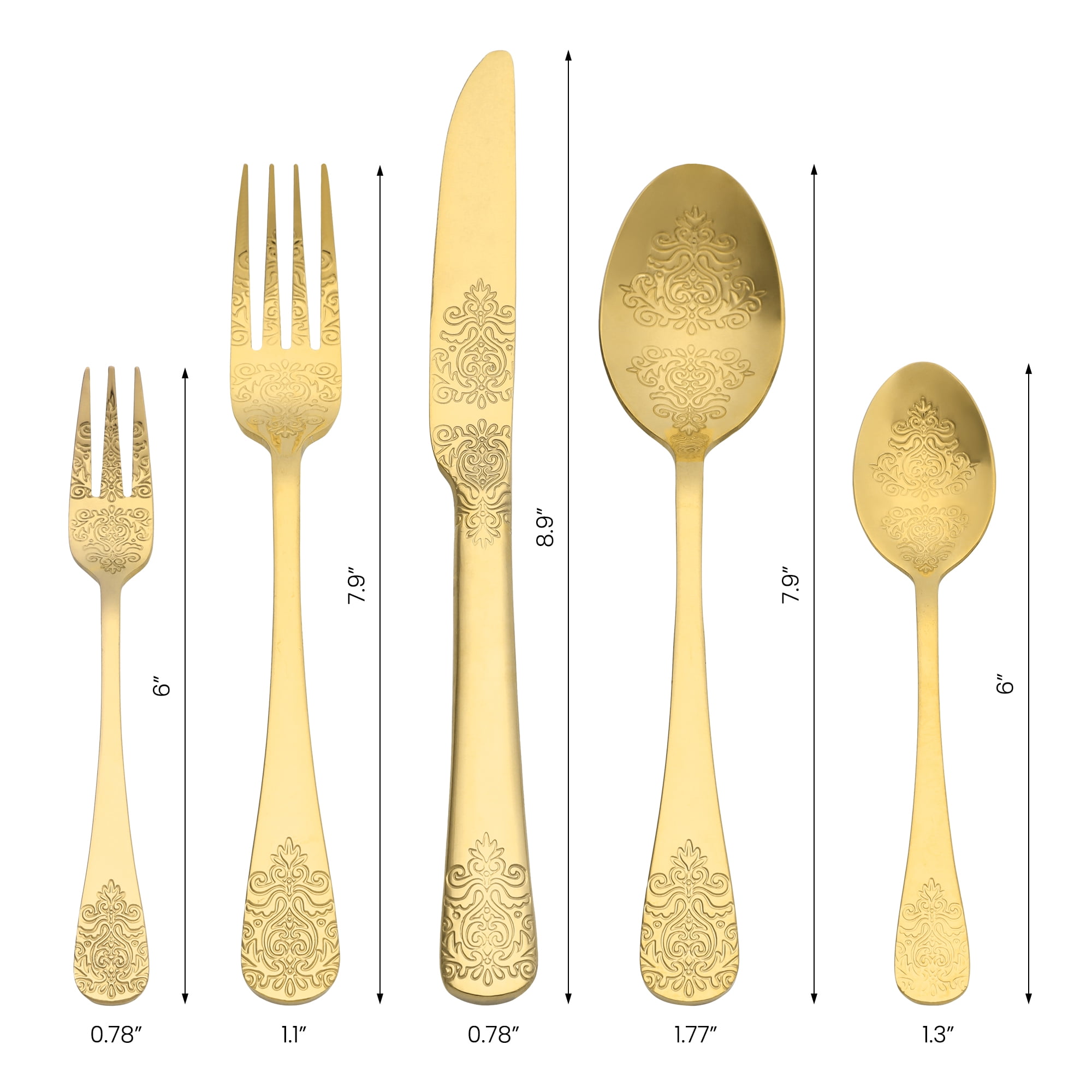 Unique Bargains 20 Pieces Stainless Steel Flatware Set for 4 Gold