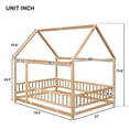 thumbnail image 3 of Full Size House Bed Frame with Full Fence Guardrails, Wooden Platform Bed Frame, Easy to Assemble, Natural, 3 of 9