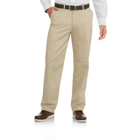 George Big Men's Wrinkle Resistant Flat Front 100% Cotton Twill Pant with (Best Non Wrinkle Dress Pants)