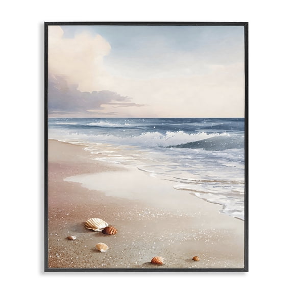 Stupell Industries Traditional Washed Up Seashells Black Framed Giclee Art, 11 x 14, by Franklyn Gregory