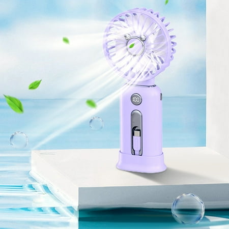 

New Misting Fan Handheld Handheld Fan 5000 MAh Long Battery Life Fast Charge Digital Display Power Bank 2-in-1 Mini Fan