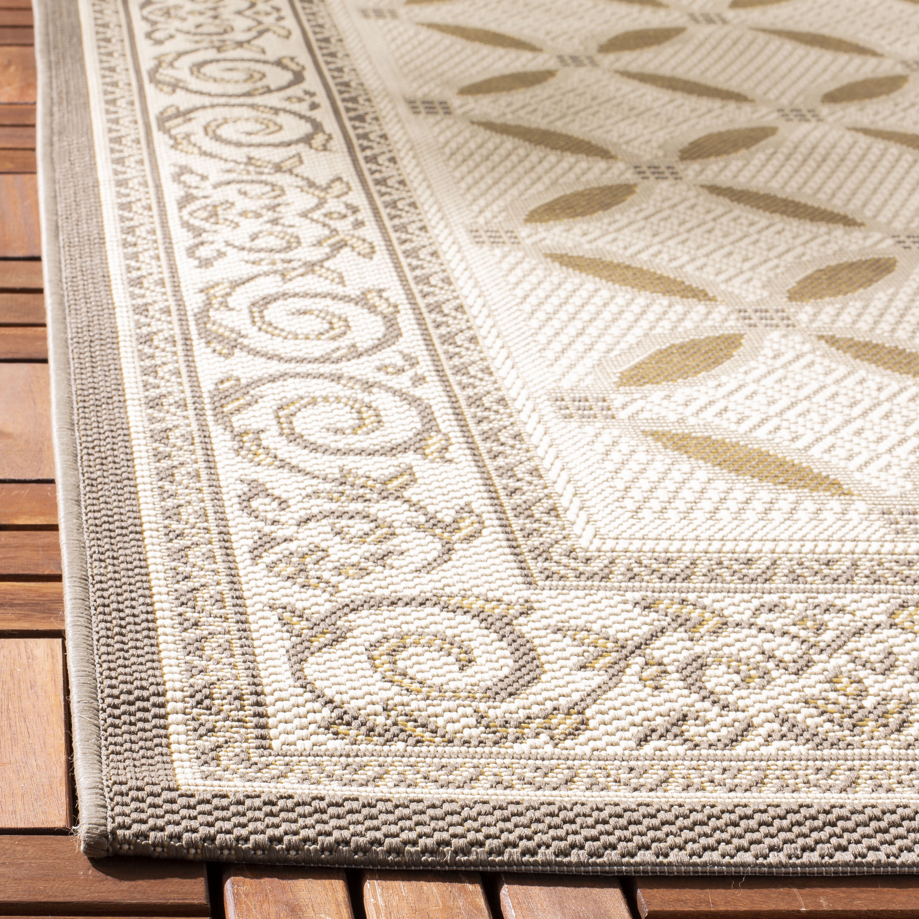 Safavieh Courtyard Cohen Bordered Indoor/Outdoor Area Rug, Dark Beige/Beige, 8' x 11'