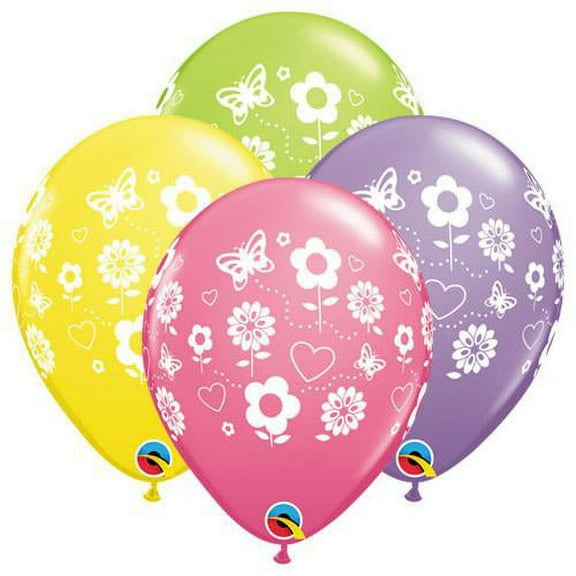 LOONBALLOON Birthday Bugs-Butterflies Balloons, 11″ FUN FLOWERS WRAP