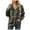 Green, variant on Womens Button Up Hoodies Fall Winter Fashion Plaid Printed Pullover Shirts Long Sleeve Casual Hooded Tops
