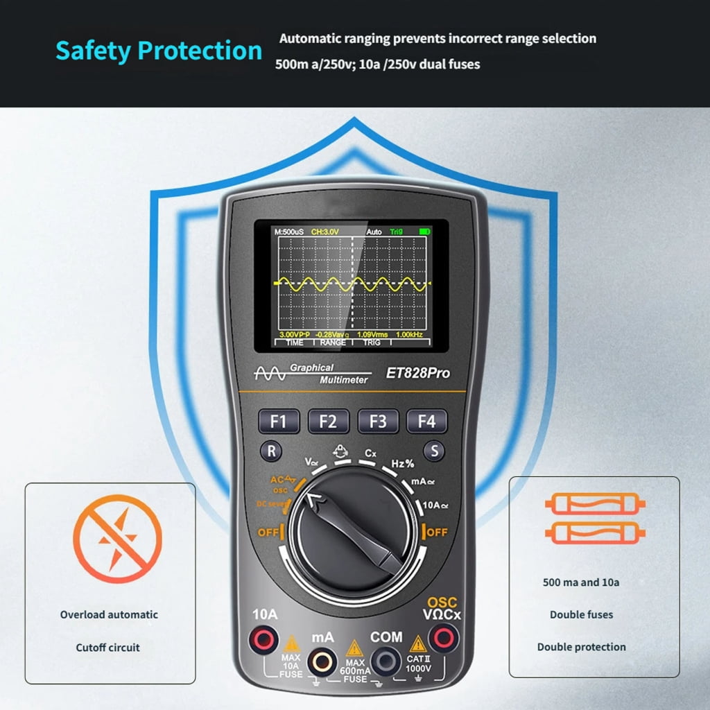 Professional ET828Pro Double Function Oscilloscope and Multimeter 320x240 Display with Data Storage for Engineers