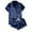 Dark Blue, variant on Women's Satin 2Pcs Pajamas Set Casual Solid Color Button Down Pjs Set Sleepwear Lounge Sets With Short Pants Lounge Set Black L