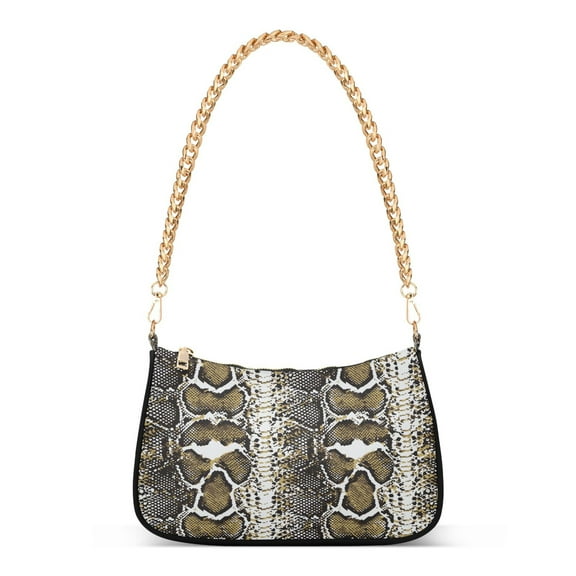Ryvnso Snake Skin Womens Chain Shoulder Bag Tote Handbags Clutch Hobo Purse with Zipper for Travel