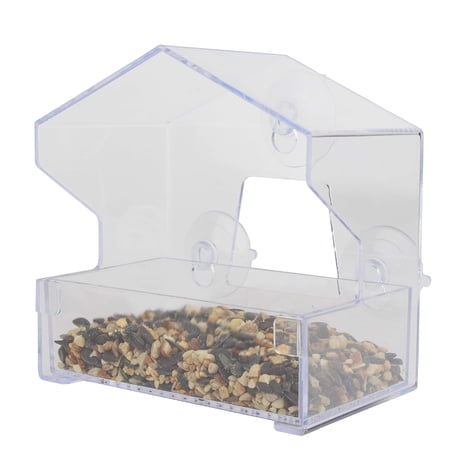 Perky-Pet 345 Clear Outdoor Window Bird Feeder with Strong Suction Cups â€“ 1/2 Lb Seed Capacity