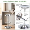 thumbnail image 6 of Silver Bar Stools Set of 2, 360° Swivel Round Adjustable Counter Height Bar Stools, Industrial Backless Metal Bar Chairs for Kitchen Island with Footrest, 6 of 8