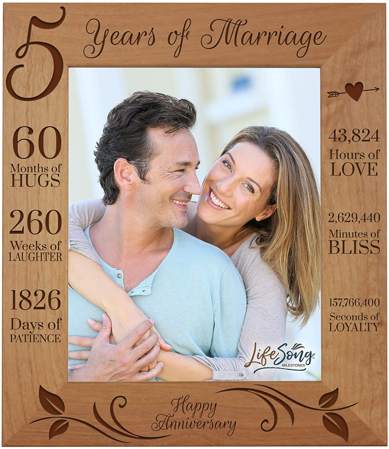 LifeSong Milestones 5th Anniversary Engraved Picture Frame (8x10) Happy Anniversary Walmart