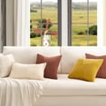 thumbnail image 2 of Set of 2 Sage Green Decorative Throw Pillow Covers 12x12 Inch Soft Corduroy Windmill Textured Striped Patchwork Cushion Cases for Sofa Bed Home Decor, 2 of 7
