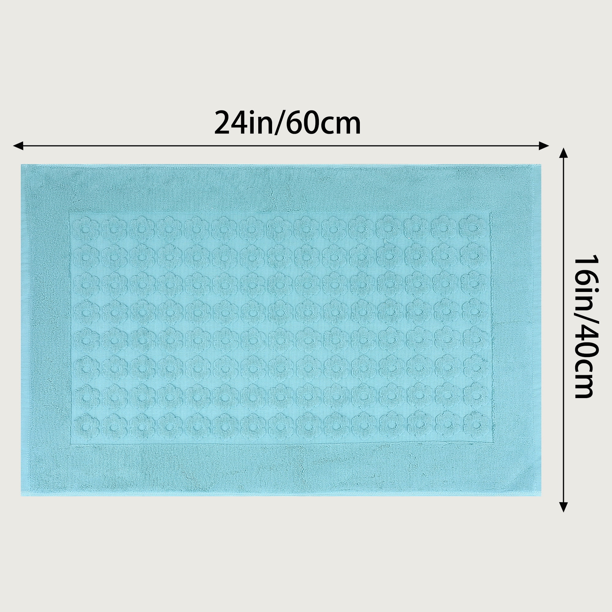 REGALWOVEN Luxury Bath Rug Towel, Cotton Absorbent Hotel Spa Shower Floor Mat for Bathroom Blue 20" x 32"