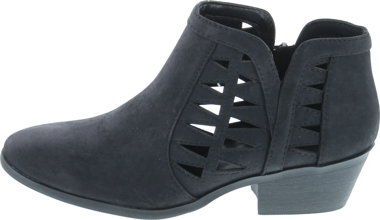 Stacked Block Heel Ankle Booties, Black 