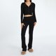 thumbnail image 3 of Blusas + Pantalones Largos Y2K Knit Crop Tops + Pantalones largos 2pcs Mujeres Zipper Sport Fitness Outfit (Negro M) Kuymtek para Mujer Negro T M, 3 of 6