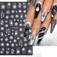 thumbnail image 3 of Pegatina de uñas de copos de nieve con purpurina blanca 3D, suéter reflectante de invierno dorado, Estrella bailarina, árbol de Navidad, Año Nuevo, punta para manicura, 3 of 7