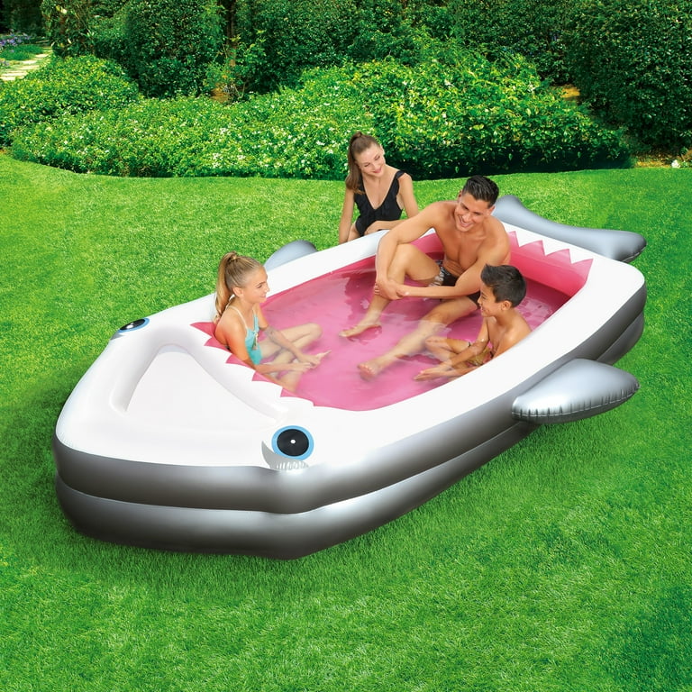 Summer Waves Inflatable Shark Family Pool, Rectangular, Gray, Ages