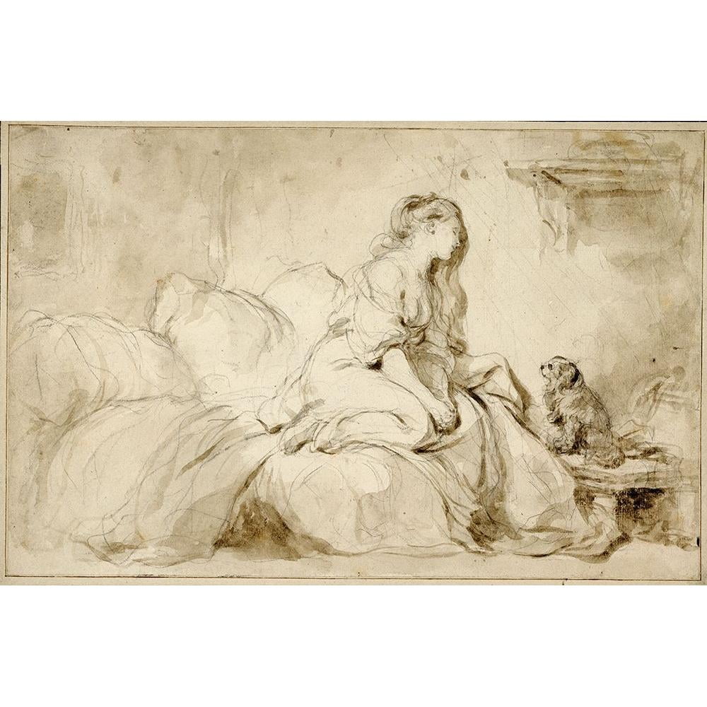 Fragonard, Jean-HonorÃ© 14x11 Black Modern Framed Museum Art Print Titled - Oh! If Only He Were as Faithful to Me