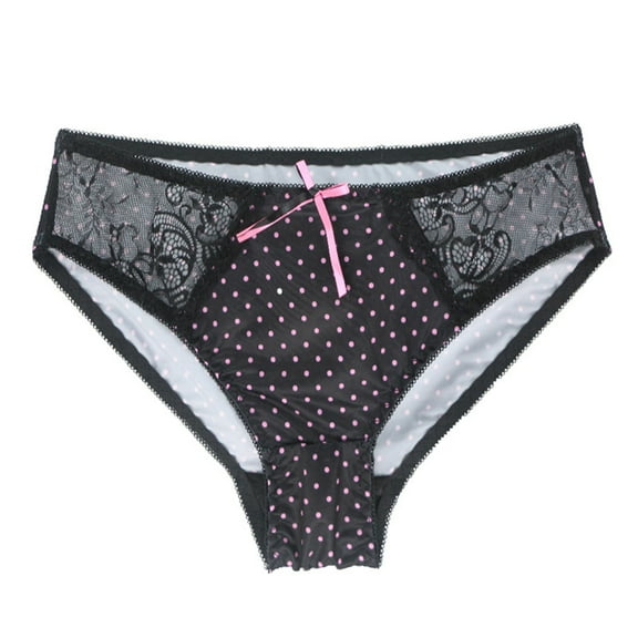 Odbmxy Womens Plus Panties Seamless High Cut Women Brief Panties Comfy Polka Dots Black Breathable Daily Panties