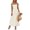 Cream, variant on Women's Smocked Button Front Tie Shoulder Dress with Partial Lining 88% viscose 12% polyamide Knee Length Chic