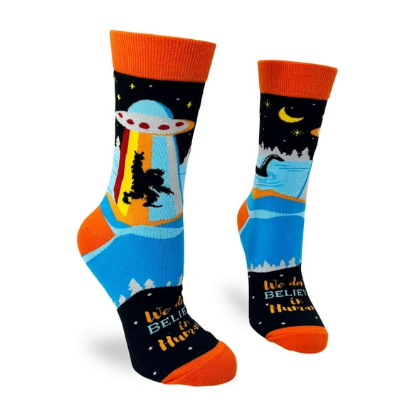 We Don't Believe in Humans Funny Novelty Crew Socks for Women