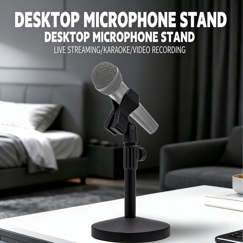Long Lasting Aluminum Desktop Mic Stand With Stable Base And Smooth For Vocal