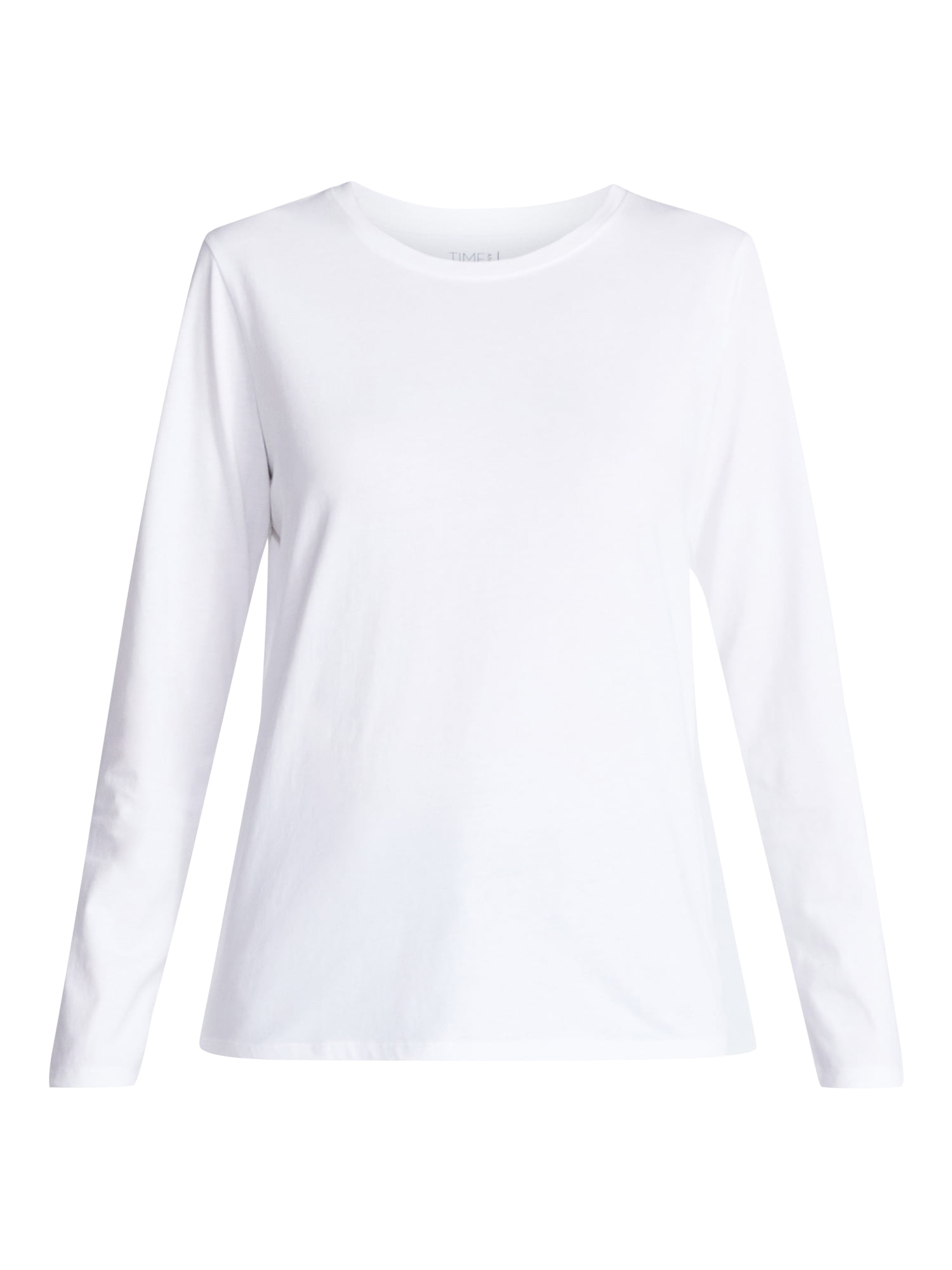 Time and Tru Women's Crewneck Tee with Long Sleeves, Sizes XS-XXXL