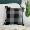 thumbnail image 2 of PiccoCasa Retor Checked Plaid Throw Pillow Covers Black and Gray Polyester 1, 2 of 7
