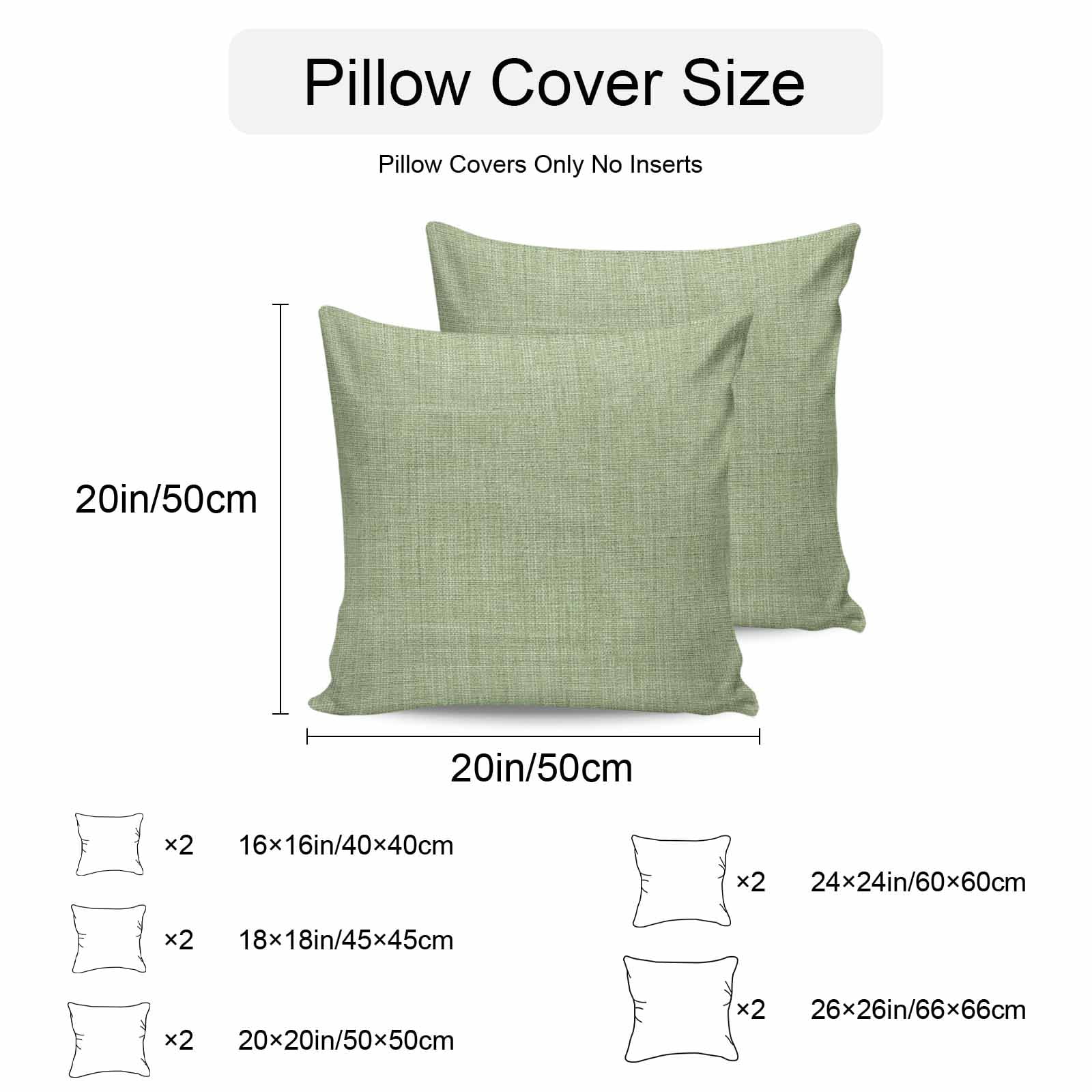 Outdoor Waterproof Throw Pillow Covers Set of 2 Sage Green Linen Texture Decorative Pillowcases Square Outdoor Pillows Cushion Case 16x16 Inch Farmhouse Solid Color Patio Pillows for Couch Sofa Bed