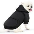 thumbnail image 4 of Cozy Winter Dog Hoodie for Small Dogs & Cats - Fleece Lined Chihuahua Sweater with Pocket, Autumn Puppy Outfits (Black, L), 4 of 7