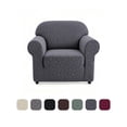 thumbnail image 3 of HUGNEO 1 Piece Stretch Sofa Cover, Jacquard Slipcover with Elastic Bottom, Washable & Pet Friendly Furniture Protector for Armchair, Dark Gray, 3 of 11